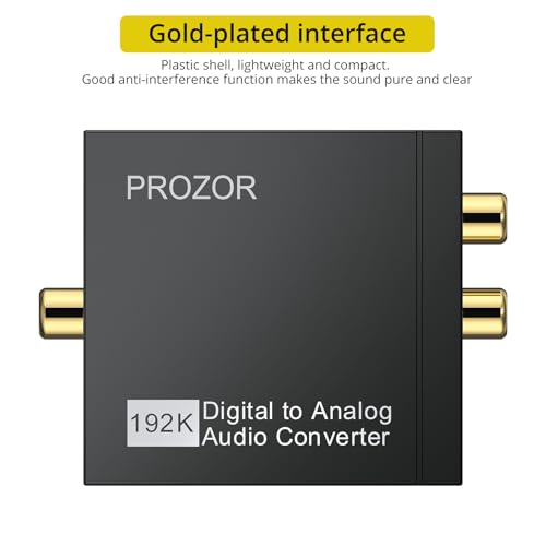 PROZOR 192KHz Digital to Analog Audio Converter, DAC Optical to Analog L/R RCA 3.5mm Converter, Digital SPDIF Toslink Optical to 3.5mm Jack Adapter for PS3 HD DVD PS4 Amp Apple TV Home Cinema - size: Lightweight Shell, style: 2.0CH PCM