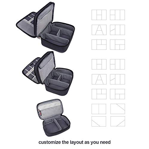 BUBM 3pcs Double Layer Electronic Organizer, Travel Gadgets Bag for Cables, External Flash Drive, Mouse, Memory Card, Power Bank and More, Compact and Multi-purpose, Black | Double Layer Travel Gadgets Carry Bag for Cables, External Flash Drive, Mouse, Me
