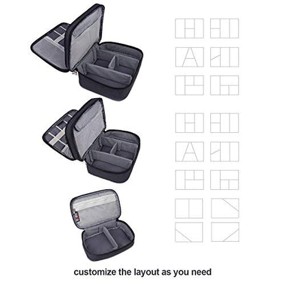 BUBM 3pcs Double Layer Electronic Organizer, Travel Gadgets Bag for Cables, External Flash Drive, Mouse, Memory Card, Power Bank and More, Compact and Multi-purpose, Black | Double Layer Travel Gadgets Carry Bag for Cables, External Flash Drive, Mouse, Me