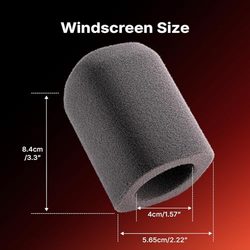 MAONO Microphone Windscreen for PD100W Microphone High-Density Flocked Foam Mic Cover, Soft Flocked Foam for Noise Reduction & Mic Protection, Reusable & Easy to Clean, Dark Grey