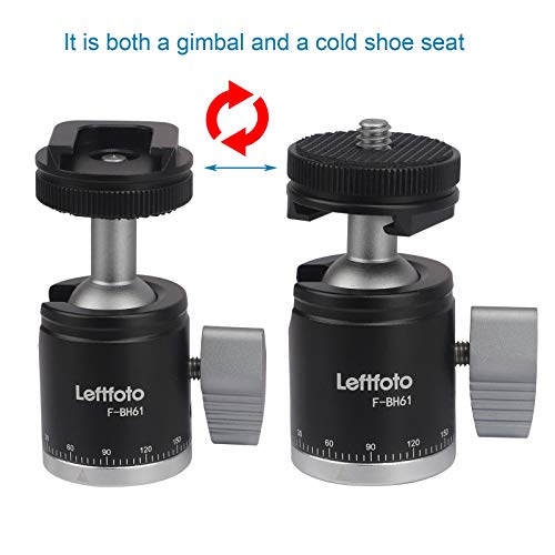 Camera Tripod Mini Ball Head Adapter 360 Degree Rotatable Pan 90°Tilt with Cold Shoe Mount with 1/4" Screw for DSLR Cameras Cell Phone Tripods Monopods Camcorder Light Stand Speedlight Quick Release