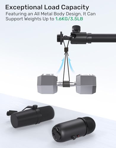 Microphone Wall Mount Bracket with Ball Head, 360° Swivel Mic Mount with 5/8"-27, 1/4" & 3/8" Screw Adapters, Flange & Ceiling Mount for Mics, Webcams and Lights, Ideal for Studio, Podcasting, Church