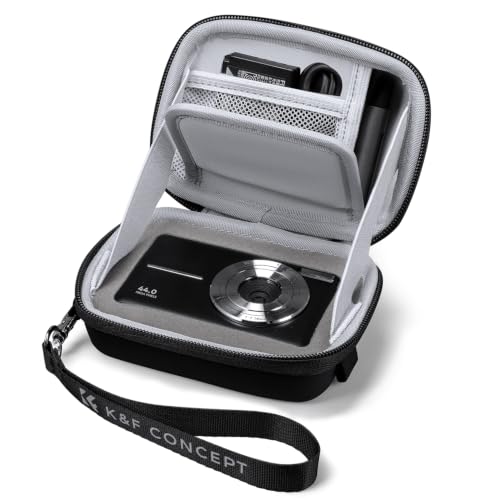 K&F CONCEPT Carrying Case for Digital Camera, Small Hard Shell Protective Case Compatible with CAMKORY/for Kodak Pixpro FZ55/FZ45 / for Canon PowerShot (Case Only) - color: Black