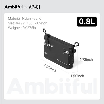 AMBITFUL AP-01 Water-Resistant Organizer Pouch, Ultra-Light Travel Storage Bag for Camera Accessories, Cables, Toiletries and Outdoor Gear (S（0.8L）) - size: S（0.8L）