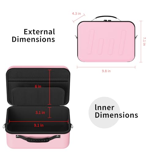 Hard Shell Camera Case Compatible with Canon EOS Rebel T7/R50/R100 and More DSLR & Mirrorless Cameras – Portable Travel Bag with Adjustable Dividers, Mesh Pocket & Shoulder Strap (Pink) - color: Pink