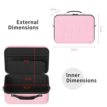 Hard Shell Camera Case Compatible with Canon EOS Rebel T7/R50/R100 and More DSLR & Mirrorless Cameras – Portable Travel Bag with Adjustable Dividers, Mesh Pocket & Shoulder Strap (Pink) - color: Pink