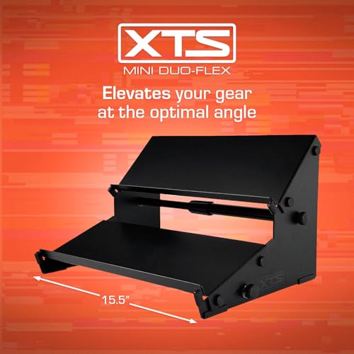 XTS Mini Duo-Flex Desktop Stand, 2 Tiers with Trays for FX Pedals / Synths / Audio Interfaces / MIDI Controllers, Holds 2-4 Pedals or Machines on Each Tier, 15.5" Width, Fits Elektron Digitakt / Digitone / Octatrack & More - size: Mini Duo-Flex Stand