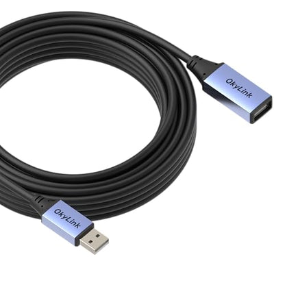 OkyLink Active USB 2.0 Extension Cable A to A, Male to Female 32ft(10M) | 480Mbps Signal booster cord, compatible with printer, mouse, keyboard, scanner, camera - size: 32ft (10m)