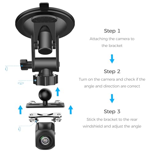 Pixelman Rear Camera Mount (2 Pcs), Universal Windshield Backup Camera Mount, Adjustable Dash Cam Bracket