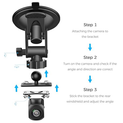 Pixelman Rear Camera Mount (2 Pcs), Universal Windshield Backup Camera Mount, Adjustable Dash Cam Bracket
