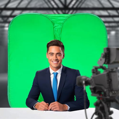 Portable Backdrop Shield – Foldable Chair Screen, Double Sided Background, Wrinkless Resistant Fabric with Secure Fastening Feature | Perfect Video Streaming Calls Home Office Production Use