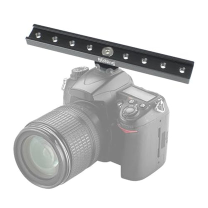 Dual Cold Shoe Extension Bar, Cold Shoe Splitter, 18cm Extension Rail Bracket Bar 1/4" Screw Cold Shoe Mount for Flash Speedlite Video Light Microphone
