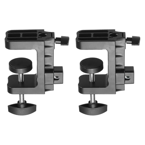 HARFINGTON 2 Pcs Metal Table Clamp Mount 2.3" Hole Dia Clamp for Desk Lamp Mount Stand Universal Dual-Purpose Cantilever Bracket Clip with Plastic Handle for Microphone Arm Lamp Stand, Black - size: 2.3", style: Thickened Dual-Purpose Plastic Handle