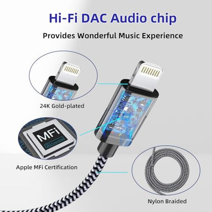 [MFi Certified] Lightn ing to 1/4" TRS Audio Stereo Cable,16FT Lightni ng to 6.35mm 1/4 Male Aux Audio Cord Compatible with i-Phone 14/13/12/11Pro,for Amplifier,Mixer,Speaker ect [NOT for Recording] - size: 16FT