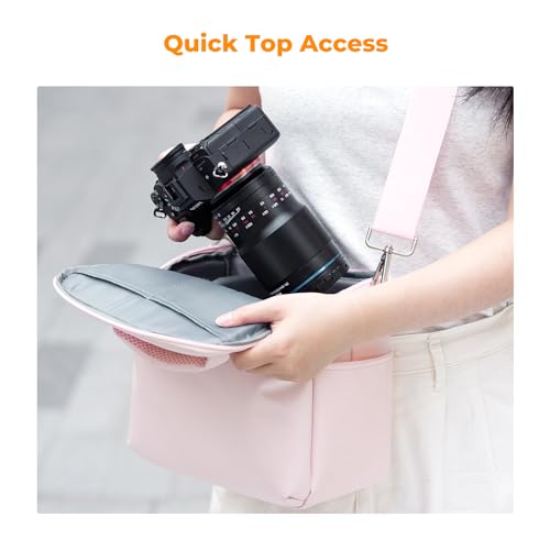 K&F CONCEPT Camera Sling Bag Small Crossbody Camera Case DSLR/SLR/Cute Compact Shoulder Photography Bags for Photographers - color: 02-pink