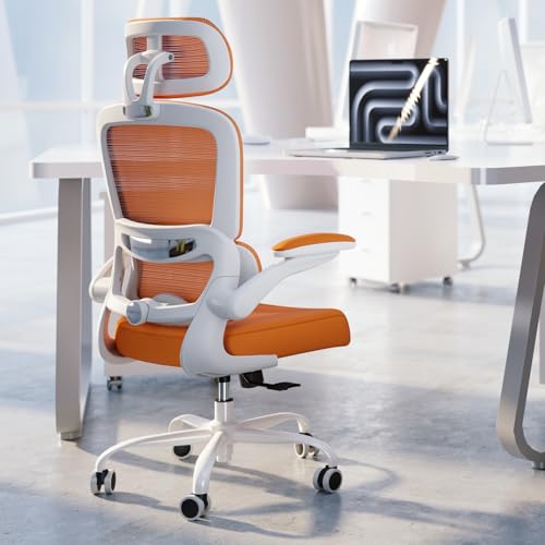 TRALT Office Chair Ergonomic Desk Chair, 330 LBS Home Mesh Office Desk Chairs with Wheels, Comfortable Gaming Chairs (1, Burnt Orange) - color: Burnt Orange