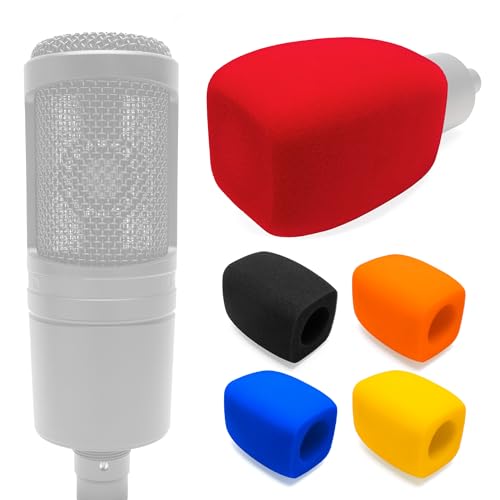 Windscreen Foam Mic Cover Compatible with Audio-Technica AT2020 AT2035 AT2040 AT2050 ATR2500 ATR2500X AT4040 AT4033A AT4050 BP40, 1 Pcs Rectangular Prism Microphone Pop Filter, Red - color: Red