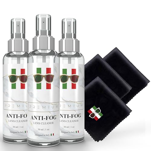 AntiFog Lens Cleaner Spray Kit | (3X) 1 oz AntiFog Glasses Cleaner Bottle + 3 Microfiber Cloth Eyeglasses, Screen, and Camera Cleaning (6 Piece Set) | Premium