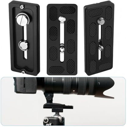 Frienda 2 Pieces Metal Quick Release Plate with 1/4''-20 Camera Screw Tripod Mount Plate Fits Standard for DSLR Camera Tripod Ball Head(Black,100mm 1/4''and 3/8'') - color: Black, style: 100mm 1/4''and 3/8''