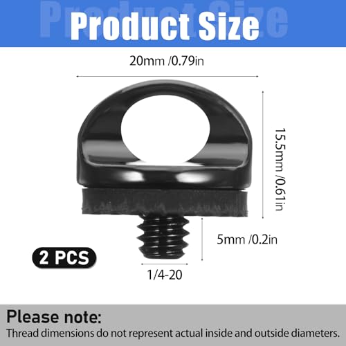 Skrfren 1/4" Camera Neck Strap Screw Holder, 2PCS 1/4-20 Quick Install Metal Screws Connecting Adapters with Rubber Washer for Quick Release or Installation of Wristband Sling