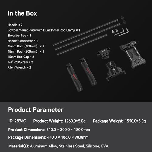 SMALLRIG Universal Basic Camera Shoulder Mount Kit for DSLR, Mirrorless, and Small Camera Shoulder Rig - 2896 - style: Basic