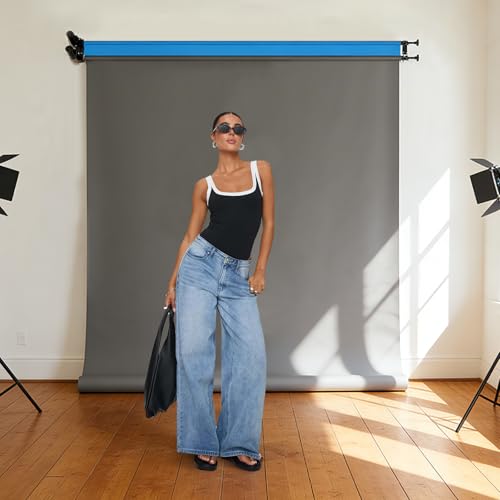 2 Roller Electric Backdrop Support System Wall Mount Motorized Electric Photo Background with Remote for Studio Live Video Background Home, Compatible with Light Stands, Walls, Ceiling