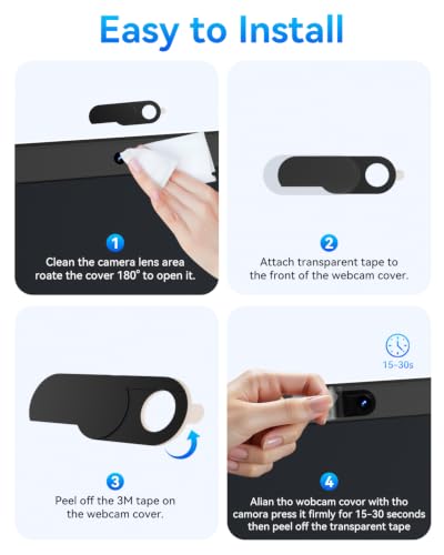 imluckies Rotating Webcam Cover [2-Pack], 0.02 Inch Ultra-Thin Metal Privacy Cover for Laptop, MacBook, iMac, PC, iPad & iPhone, Black