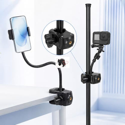 Camera Clamp Mount with 1/4 Threded Connector, Monitor Camera Clamp Mount Clip Holder Light Flash Holder Webcam Stand for Cameras Tripod Pole Pography Phone Video Live Stream