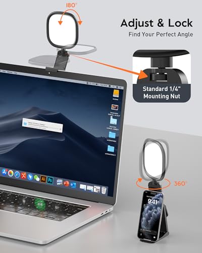 Upgraded Ring Light for Laptop, Monitor & Desk (2-Pack) – Eye-Caring Diffused LED Computer Light with Screen-Safe Clip, Adjustable Mount, CRI 97.8+, 50 Lighting Modes for Zoom, Video Calls, Streaming - color: Black 2 Pack
