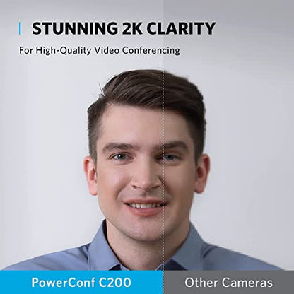 Anker PowerConf C200 2K Webcam, Computer Camera, Low-Light Correction | AI-Noise Canceling Mics, Adjustable Field of View, Built-in Privacy Cover, Stereo Mics, Works with PC/Laptop/Mac for Meeting
