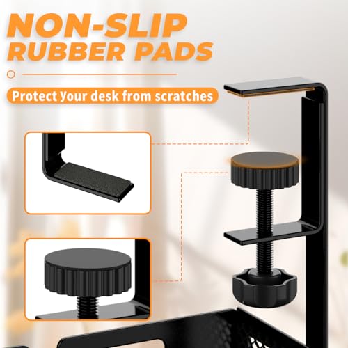 Under Desk Cable Management Tray, 15.7'' No Drill Steel Desk Cable Organizers, Wire Management Tray Cable Management Rack (2 Packs-Black) - color: 2 Packs-15.7"-Black