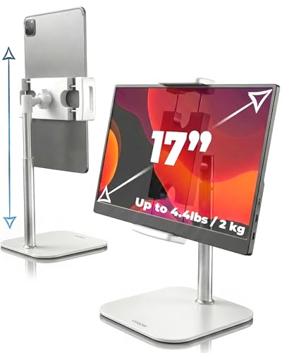 COOPER TabStand Mini, 10" Height Adjustable Tablet Stand, Ipad Stand for Desk, Portable Monitor Holder, Heavy Duty Grip, Tripod iPad Holder, Tablet Mount, for Samsung Tablets, Kindle eReaders (White) - color: D - Mini White