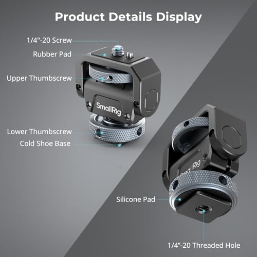 SmallRig Camera Monitor Mount Lite with Cold Shoe, Swivel 360° and Tilt 180° Holder for Field Monitor, LED, Flash and Video Shooting Photography Accessories, Max Load Capacity of 90° Tilt 3.2kg