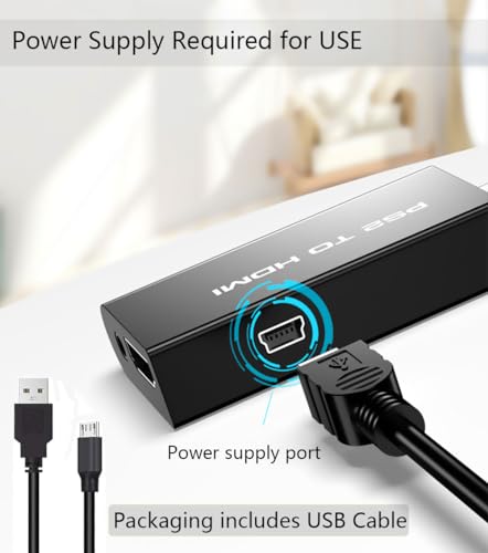 NEW PS2 to HDMI Converter Adapter, Video Converter with 3.5mm Audio Output for HDTV HDMI Monitor, with USB Power Cable, Only Compatible with PS2 console models (10000/ 30000/ 50000/ 70000 series)