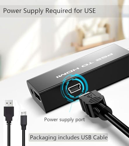 NEW PS2 to HDMI Converter Adapter, Video Converter with 3.5mm Audio Output for HDTV HDMI Monitor, with USB Power Cable, Only Compatible with PS2 console models (10000/ 30000/ 50000/ 70000 series)