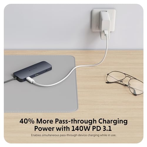 HyperDrive Next 10 Port USB C Hub for Mac, PC, and Chromebook with 4K60Hz HDMI, 2 USB-A, USB-C Hub 10Gbps 140W Power Delivery, SD & microSD Card Reader, Ethernet, 3.5mm Audio Ports - size: 10 Port USB-C Hub with 2x USB-A