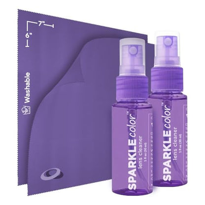 Sparkle Anti-Reflective Safe Lens Cleaner Spray Kit - (2) 1oz Glasses Cleaner Spray & (2) Microfiber Cloth for Eyeglasses, Sunglasses, Lenses, Screens and Camera Cleaning Kit (4 Piece Set) - style: Purple | 2x1oz Lens Spray + 2 Microfiber Cloths