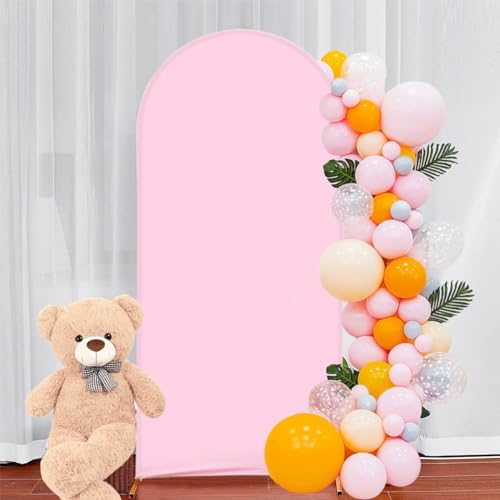 Albassa Arch Backdrop Cover 2-Sided Spandex Wedding Arch Covers Fitted Round Top Chiara Backdrop Stand Cover for Baby Shower Birthday Party Wedding Decoration (Pink, 7.2FT) - color: Pink, size: 7.2FT