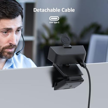 NexiGo N60 Pro (Gen 2) 1080P Webcam with Distortion-Free Lens, USB A to Type-C Data Cable, Noise Reduction Mic & Privacy Cover, for Zoom/Skype/Teams/Webex, Laptop MAC PC Desktop - style: USB-C Webcam