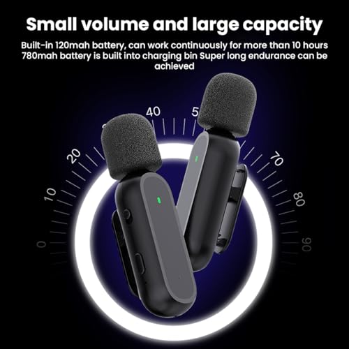 JoyGeek Wireless Lavalier Microphone with Charging Case, Noise Canceling Microphone, Professional Wireless Lavalier Mini Mic for iPhone Samsung Android Smartphone Vlog Live Recording,Audio & Video
