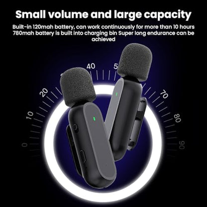 JoyGeek Wireless Lavalier Microphone with Charging Case, Noise Canceling Microphone, Professional Wireless Lavalier Mini Mic for iPhone Samsung Android Smartphone Vlog Live Recording,Audio & Video