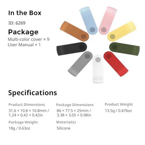 SMALLRIG 9PCS Silicone Case Kit S70 Wireless Microphone Transmitter (ID: 5714/5715 / 5716/5717 / 5718/5719), 9 Color Protective Covers, S70 Mic Accessories, Snap-On Installation