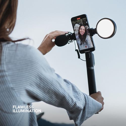 LUME CUBE Content Kit 2.0 - Portable Selfie Phone Grip with Adjustable Tripod Stand, LED Light & Built-in Audio Mic - Selfie Mobile Lighting Kit for Creators
