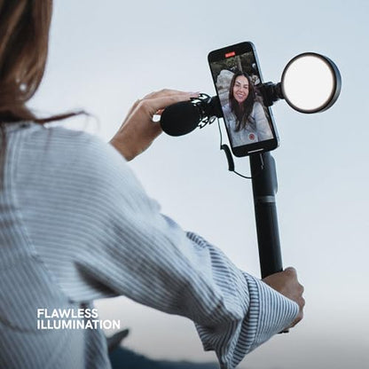 LUME CUBE Content Kit 2.0 - Portable Selfie Phone Grip with Adjustable Tripod Stand, LED Light & Built-in Audio Mic - Selfie Mobile Lighting Kit for Creators