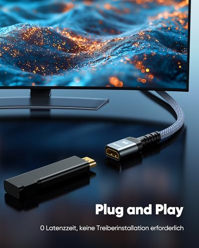 Highwings 8K 4K HDMI Extender Cable, Short HDMI Extension Cable 2.1 4K@30Hz/ 60Hz/ 120Hz, Ultra high Speed HDMI Adapter Male to Female Compatible with PS5 Roku Stick Blu Ray Player HDTV Laptop 6.6FT - color: Grey, size: 6.6 feet, style: 8k 1pack