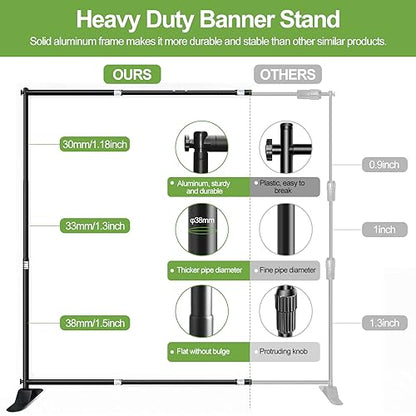 FUDESY 10x10 ft Backdrop Banner Stand, Heavy Duty Adjustable Background Kit With Carrying Bag, Step and Repeat Photography Frame for Trade Show Display Photo Booth Parties - size: 10x10ft