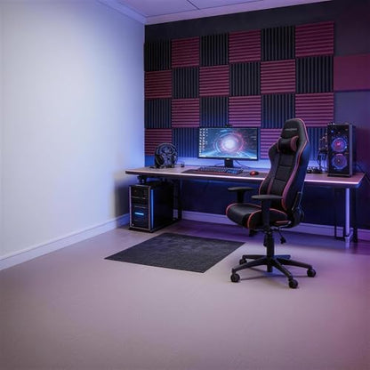 96 PACK Medium Sale Acoustic Foam Soundproof foam (Accompanied By Double-Sided Adhesive Tape)(Black/burgundy) - color: Black/burgundy