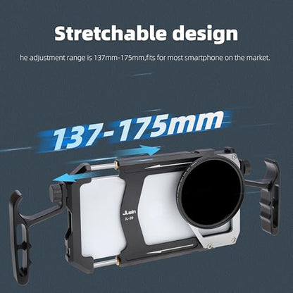Universal Aluminum Phone Cage Video Rig Kit Stabilizer with Handles + 67mm Thread Filter Adapter Rig for iPhone 17 16 15 14 Pro Max Samsung Cell Phone Live Stream Filmmaking, Cold Shoe Tripod Mount