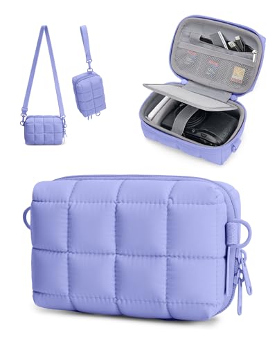 BAGSMART Digital Camera Case, Protective Puffy Camera Case with 2 Carrying Ways, Lightweight & Waterproof Small Camera Bag for Canon PowerShot G7X Mark II/III/Sony DSCW800/DSCW830 - Purple - color: Purple