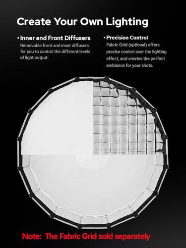 Godox Softbox Godox S65T 65cm/25.6in Quick Release Umbrella Softbox, Bowens Mount with Removable Front and Inner Diffusers for Photography, Live Streaming and Travel